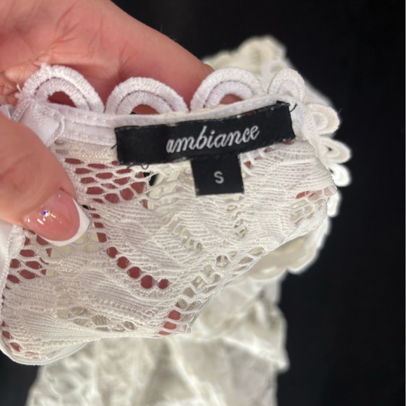 Ambiance White Lace Cold Shoulder Mini Dress - Picture 6 of 6